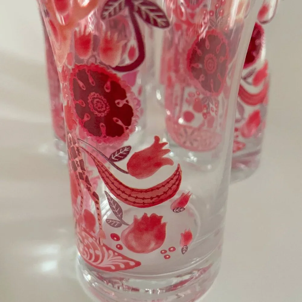 Anthropologie Nordic Sunrise Juice Glass RED DEER - SET of 5 GLASSES